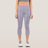 Lila Karo-Harmonie Capri Leggings (Vorderseite)