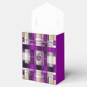 Lila Karo Monogramm Spiralblock Geschenkschachtel (Geöffnet)