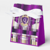 Lila Karo Monogramm Spiralblock Geschenkschachtel (Vorderseite)