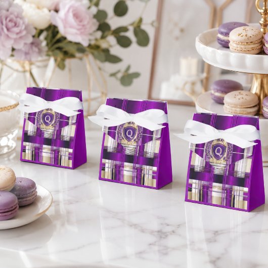 Lila Karo Monogramm Spiralblock Geschenkschachtel