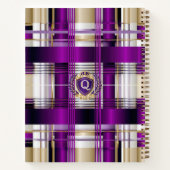 Lila Karo-Monogramm-Spiralblock Notizblock (Rückseite)