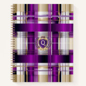 Lila Karo-Monogramm-Spiralblock Notizblock (Vorderseite)