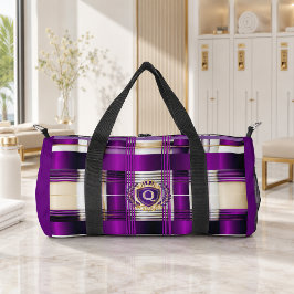 Lila Karo Monogramm-Tasche Duffle Bag