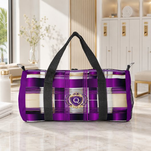 Lila Karo Monogramm-Tasche Duffle Bag