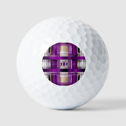 Lila Karo personalisierte Golfbälle (Vorderseite)