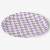 Lila Karo, Prüfplatine-Muster, geprüft Pappteller (Schrägansicht)