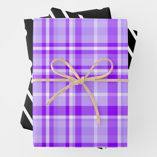 Lila Karo, Schwarz & Weiß Geschenkpapier Set