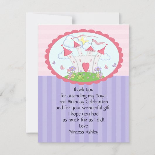 Lila Karte Prinzessin-Castle Thank You Flat (Vorderseite)