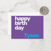 lila Karte zum Geburtstag (Vorderseite/Rückseite Beispiel)