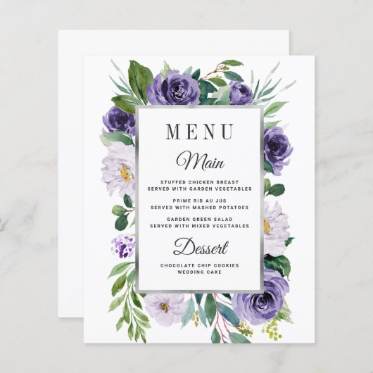 Lila Karten mit der Blumenkarte (Vorne/Hinten)