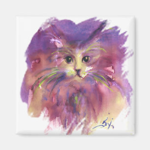 LILA KÄTZCHEN, KATZENPORTRAIT MAGNET