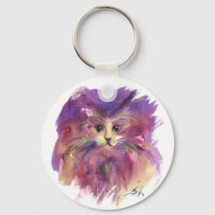LILA KÄTZCHEN, KATZENPORTRAIT SCHLÜSSELANHÄNGER