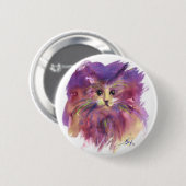 LILA KÄTZCHEN ,KATZENPORTRAIT,Weiß Button (Vorne & Hinten)