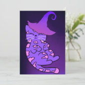 Lila Kätzchen mit Hexenhüten und Sternen Karte (Stehend Vorderseite)