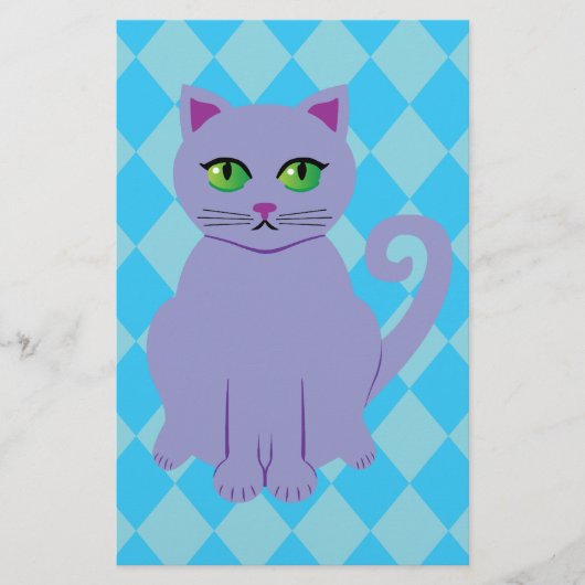 Lila Katze Briefpapier (Vorderseite)