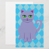 Lila Katze Briefpapier (Vorne/Hinten)