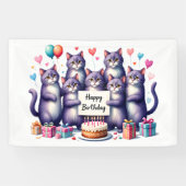 Lila Katze Geburtstagsfeier Illustration Banner (Horizontal)