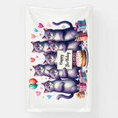 Lila Katze Geburtstagsfeier Illustration Banner (Vertikal)