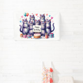 Lila Katze Geburtstagsfeier Illustration Banner (InSitu)