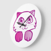 Lila Katze Große Wanduhr (Winkel)
