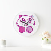 Lila Katze Große Wanduhr (Zuhause)
