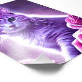 Lila Katze namens Lavendel mit Rose Fotodruck (Ecke)