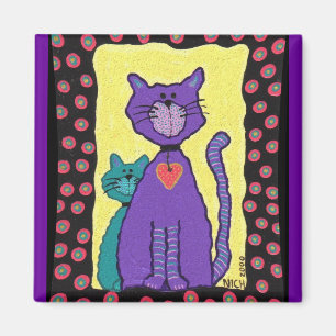Lila Katze u. Kitty - Magnet