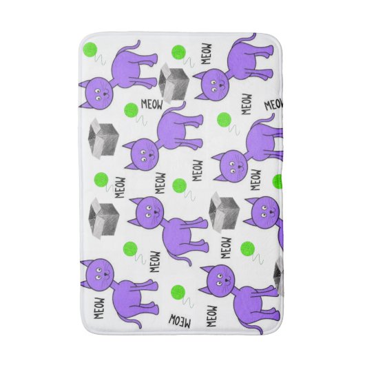 Lila Katzen Badezimmer Badematte (Vorderseite Vertikal)
