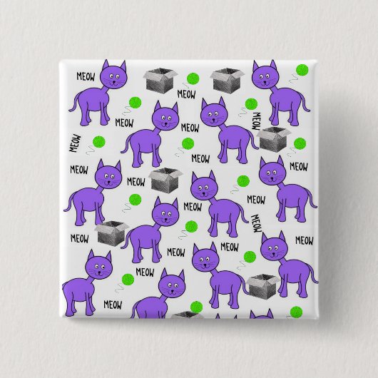 Lila Katzen Mittelquadrat Button (Vorderseite)