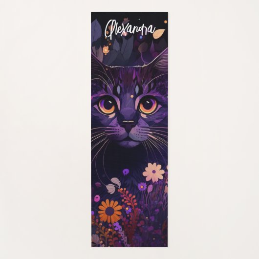 Lila Katzenkatze Yogmatte Yogamatte (Vorderseite)