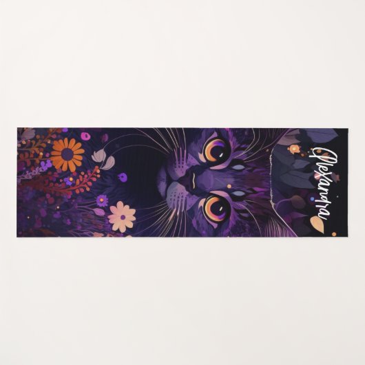 Lila Katzenkatze Yogmatte Yogamatte (Vorderseite (Horizontal))