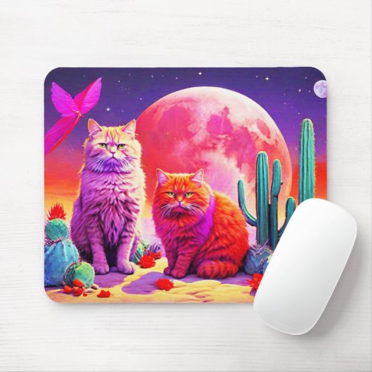 Lila Katzenmauspad – Perfektes Geschenk für Katzen Mousepad (Mit Mouse)