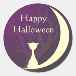 Lila Katzenmond, Halloween-Label Runder Aufkleber