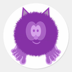 Lila Katzenpom-Pom-Pal-Aufkleber Runder Aufkleber