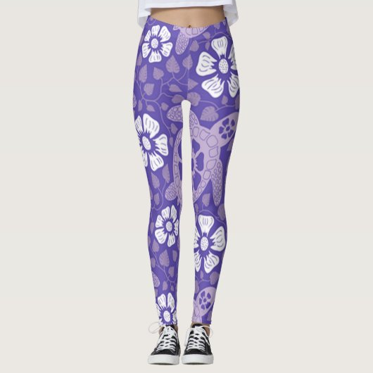 Lila Kauai Turtles Leggings (Vorderseite)