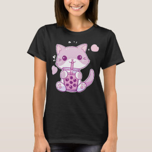 Lila Kawaii Katze trinken Boba Tee