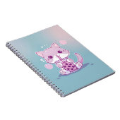 Lila Kawaii Katze trinken Boba Tee Note Book Notizblock (Rechte Seite)