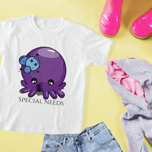 Lila Kawaii-Oktopus-Illustration T-Shirt (Von Creator hochgeladen)