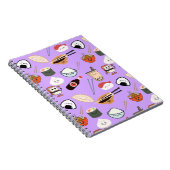 Lila Kawaii Ramen und Sushi Friends Notebook Notizblock (Rechte Seite)