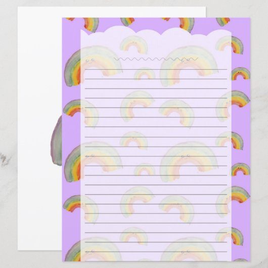 Lila Kawaii Regenbogen Schreibwaren Papier (Vorne/Hinten)