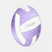 lila Keepsake-Volleyball Ornament Aus Metall (Vorderseite links)