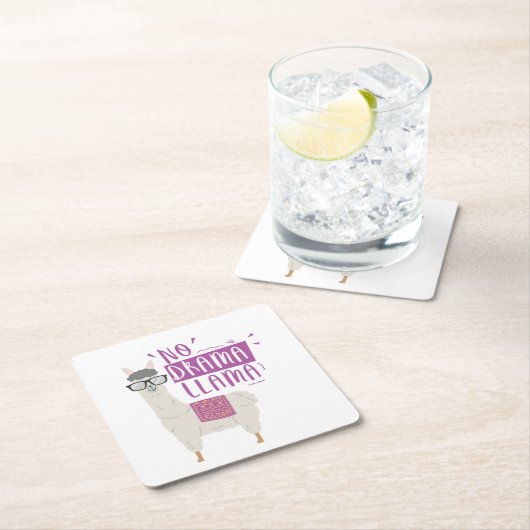 Lila kein Drama-Lama Rechteckiger Pappuntersetzer (Vor Ort)