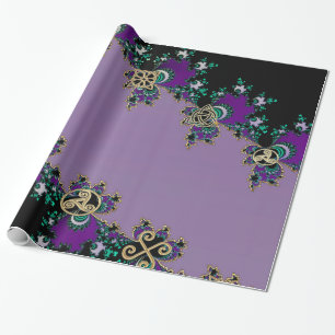 Lila keltische Fraktal-Mystiker-Symbole Geschenkpapier