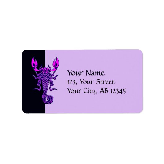Lila keltische Knochenskorpion Adressaufkleber (Vorne)