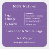 Lila | Kennzeichnung von Inhaltsstoffen von Sage S Quadratischer Aufkleber (Vorderseite)