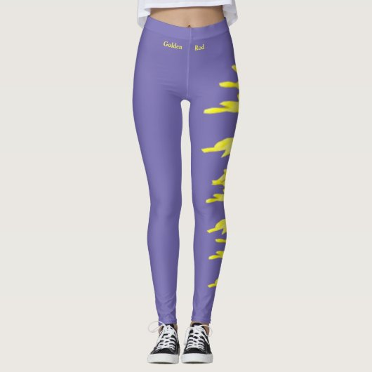 Lila Kentucky Goldenrod Staat Blume Leggings (Vorderseite)