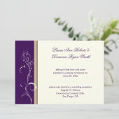 Lila Khaki Ivory Floral Swirl Post Wedding Einladung (Stehend Vorderseite)