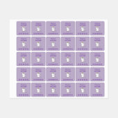 Lila Kids-Label mit Niedlichem Einhorn Etiketten (Blatt)