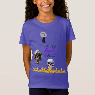 Lila Kids spielen laute Songs Skull Flame T-Shirt