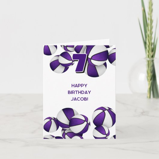 lila Kindergeburtstag Karte (Vorderseite)